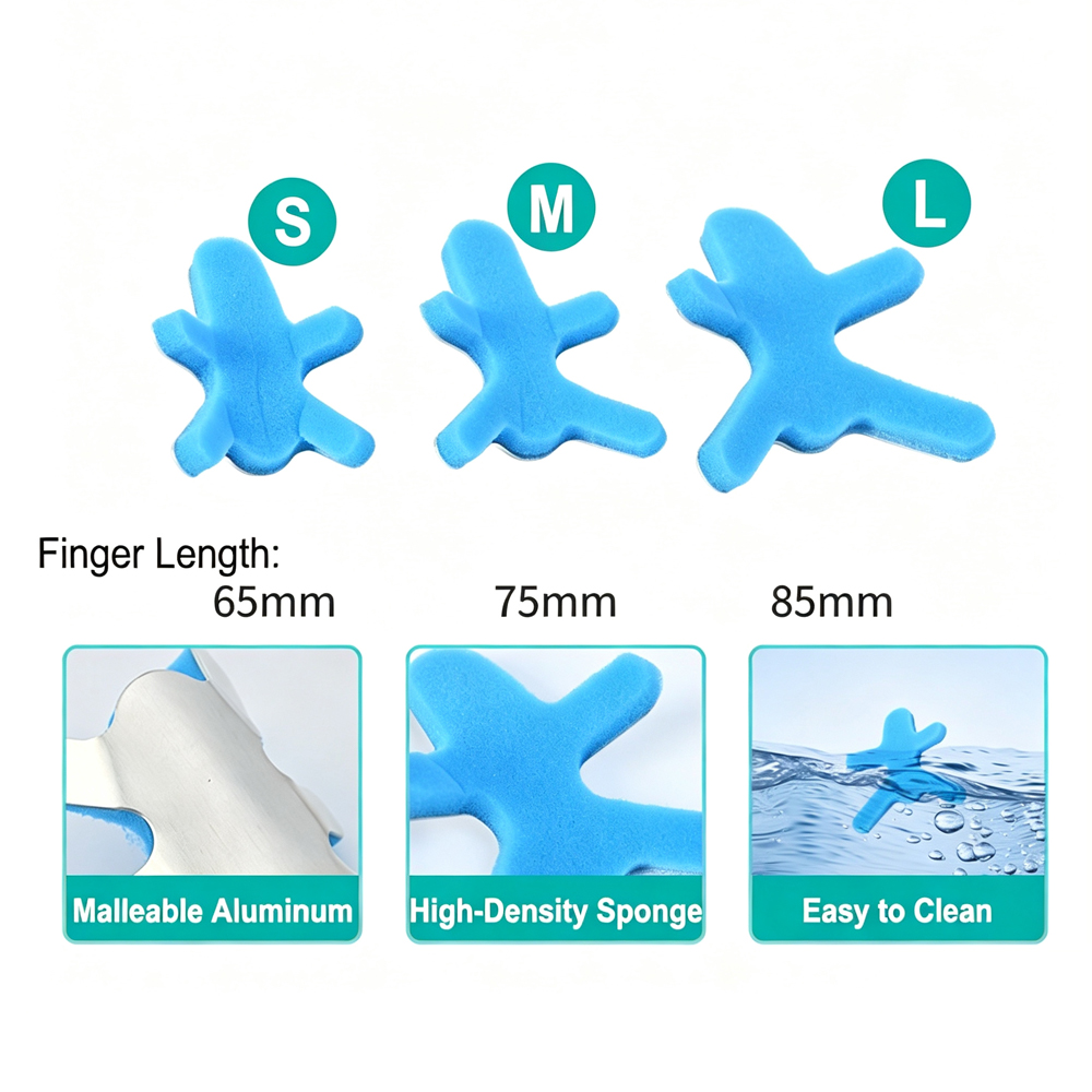 Fingerskinne-immobilisator, froskeformet bøybar aluminiumfingerstabilisator med komfortsvampfôr, smertelindring for hammerfinger, leddgikt, forstuede og ødelagte fingre, 3 lengdestørrelser