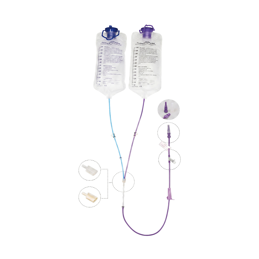 Pumpemating med dobbel pose slangematingssystem 1000ml/1200ml med spike- og skruespikeralternativer