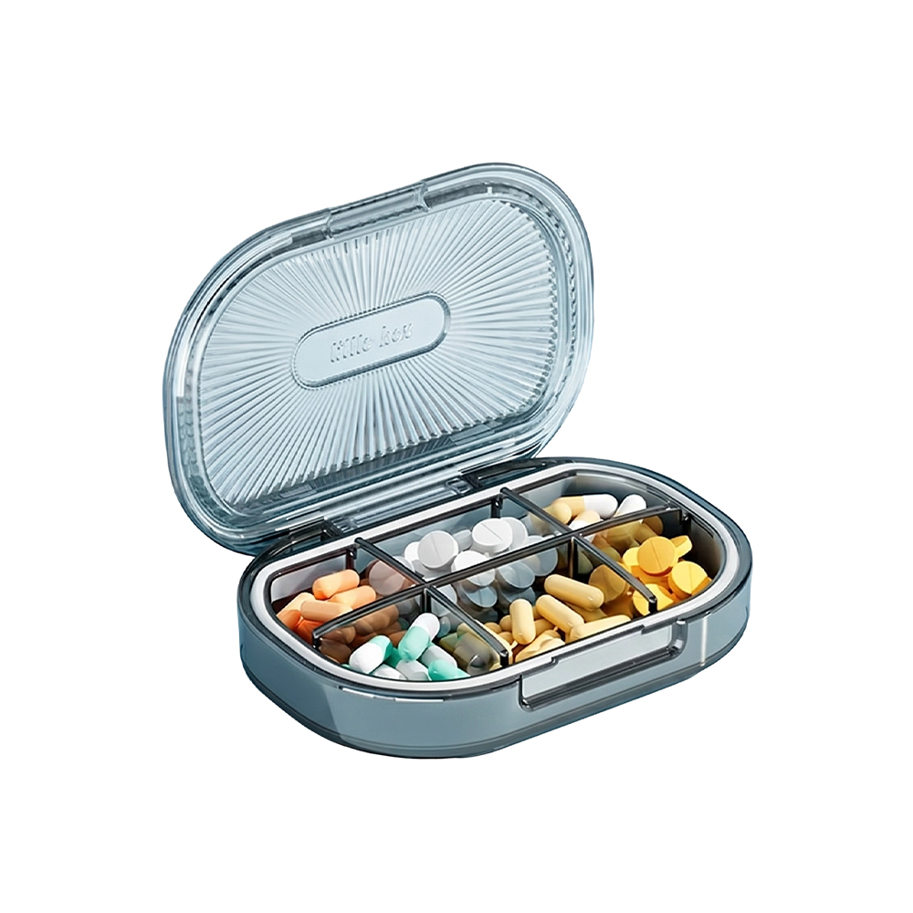 Premium 6-roms bærbar pilleboks