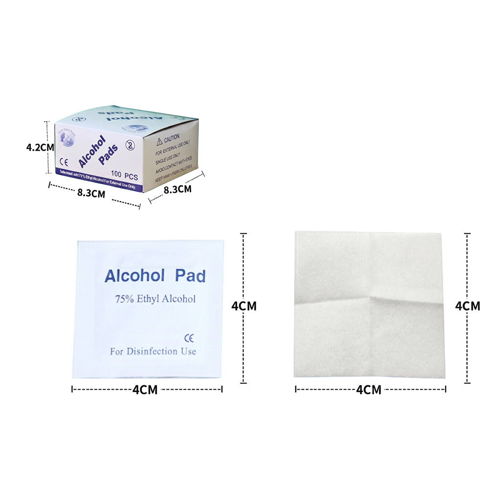 100 stk/boks 4x4 cm Individuelt pakket premium 75 % etylalkohol forberedelsesputer for hjemme, reiser og klinisk bruk