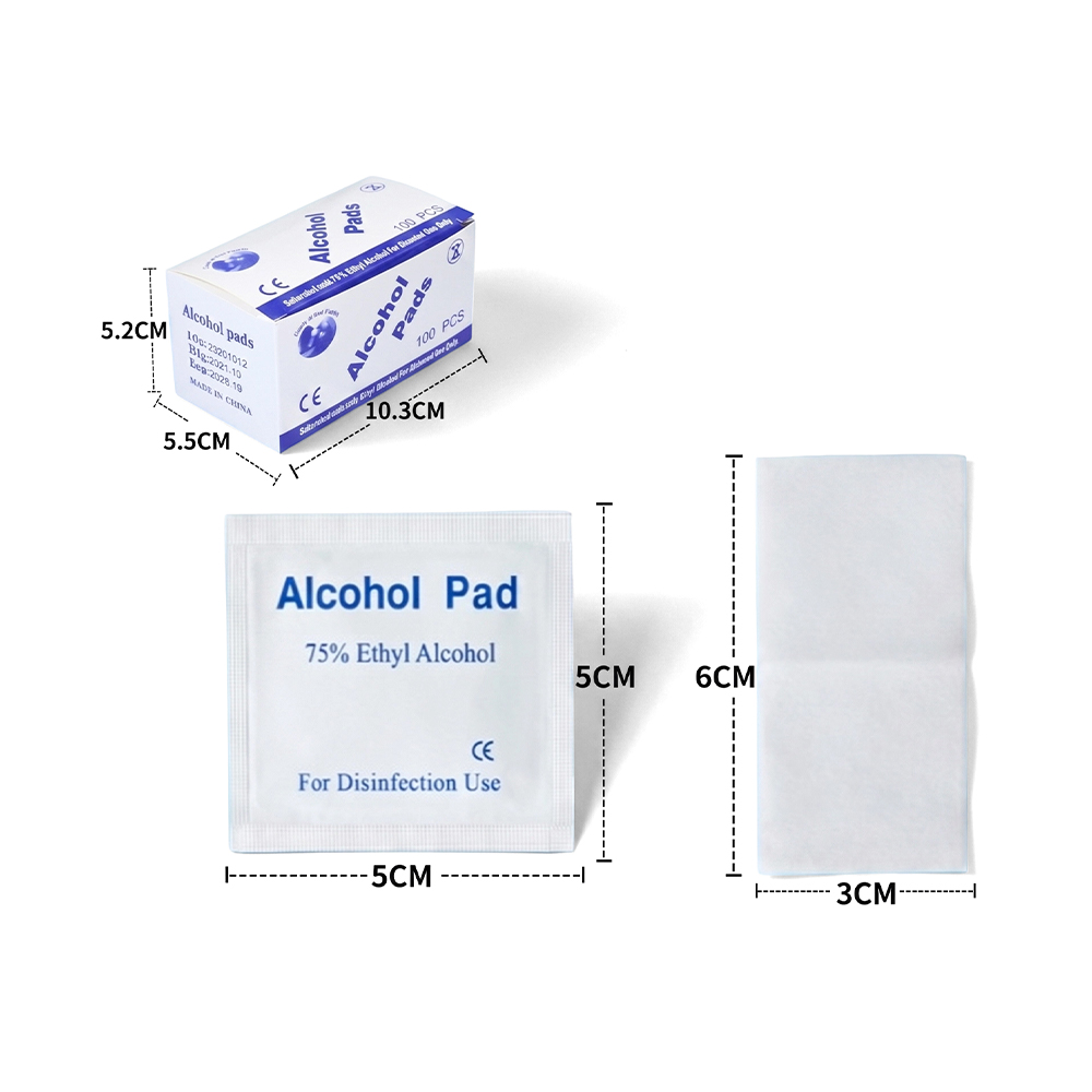 100 stk/boks 3 cm x 6 cm stor individuelt innpakket 75 % alkoholforberedelsesputer
