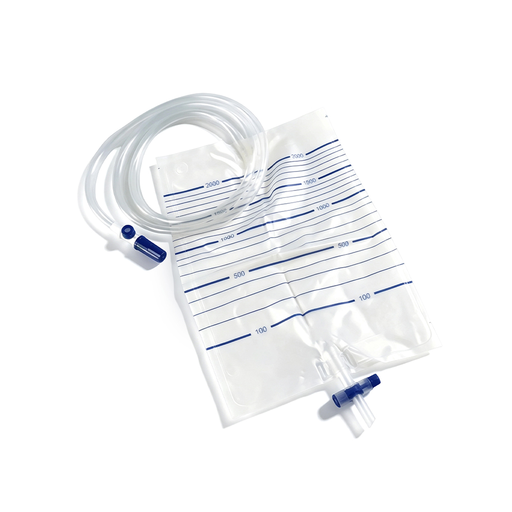 Premium 2000 ml PVC-urinpose av medisinsk kvalitet med prøvetakingsport og ekstra bred slange