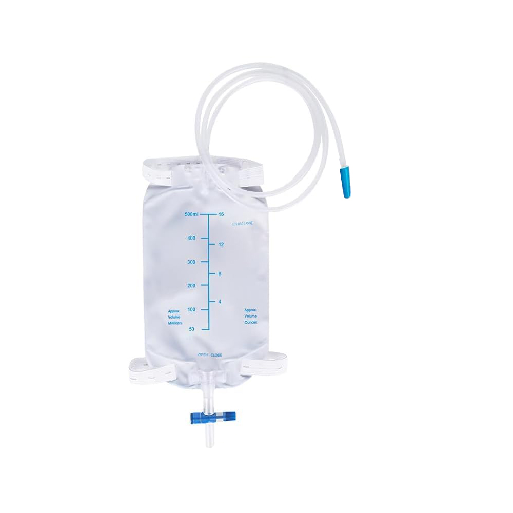 500 ml bærbar og diskret lateksfri medisinsk PVC urinveske med anti-refluksventil